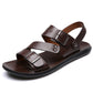 🔥👞 PROMO FLASH 50% ! Sandales de Plage en Cuir de Vachette pour Hommes – Semelle Caoutchouc, Antidérapantes & Respirantes, Bout Ouvert, Idéales Plage & Quotidien ✨
