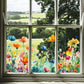 💐 -50% MAINTENANT ! 🖼️ Sticker Fenêtre Bouquet Floral Coloré – PVC – 30×60 cm – Double Face – Amovible sans Traces – Lavable – Déco Printanière Maison et Café ✨