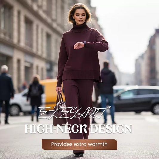 🎁2026 New Arrivals 50% OFF💥High-Neck Side-Zip Sweatshirt & Pants Set 👚👖