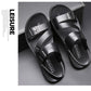 🔥👞 PROMO FLASH 50% ! Sandales de Plage en Cuir de Vachette pour Hommes – Semelle Caoutchouc, Antidérapantes & Respirantes, Bout Ouvert, Idéales Plage & Quotidien ✨