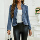 🧥🌸 PROMO FLASH 50% ! Veste Jean Femme Volants & Devant Ouvert – Dénim Léger, Finition Délavée, Style Bohème & Polyvalent 👗