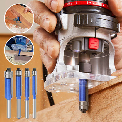 🔥⚒️ PROMO FLASH 50% ! Fraise à Affleurer Bi-Axiale pour Défonceuse – Hélice Carbure, Revêtement Nano Bleu, Double Roulement à Billes, pour Travail du Bois & Stratifié 🌳