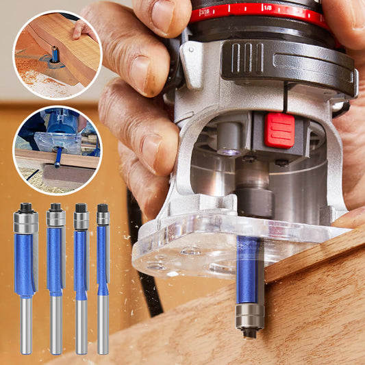🔥⚒️ PROMO FLASH 50% ! Fraise à Affleurer Bi-Axiale pour Défonceuse – Hélice Carbure, Revêtement Nano Bleu, Double Roulement à Billes, pour Travail du Bois & Stratifié 🌳