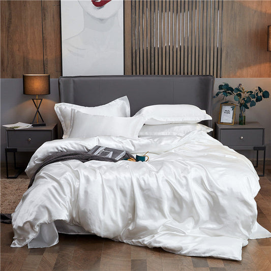 ✨ 50% DE RÉDUCTION ! 🛏️ Parure de Lit en Soie 25 Momme – 100% Soie de Mûrier – 4 Pièces (Housse + Drap + 2 Taies) for Luxe & Confort
