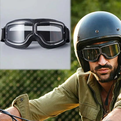 🥽 50% DE RÉDUCTION ! 🏍️ Lunettes de Moto Vintage – Polycarbonate – UV & Anti-Buée for Pilotes