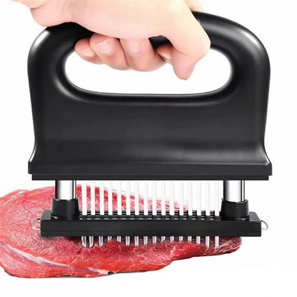 🥩🔪 PROMO FLASH 50% ! Attendrisseur de Viande 48 Lames Inox – Mécanisme Automatique, Matériaux Alimentaires, Brosse de Nettoyage Incluse, Idéal Marinades & Cuisson Parfaite ✨