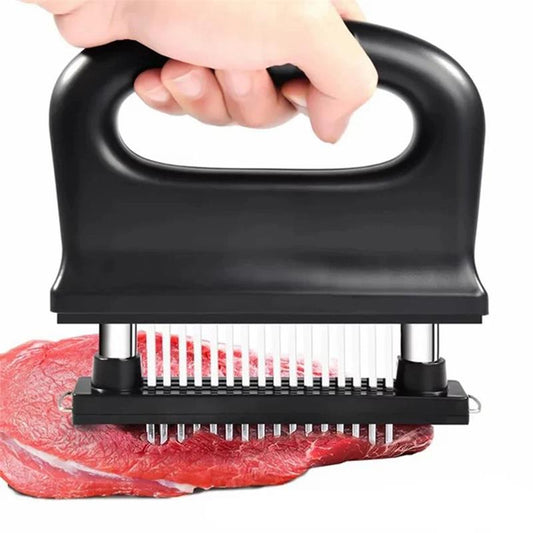 🥩🔪 PROMO FLASH 50% ! Attendrisseur de Viande 48 Lames Inox – Mécanisme Automatique, Matériaux Alimentaires, Brosse de Nettoyage Incluse, Idéal Marinades & Cuisson Parfaite ✨