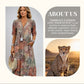 🔥🐆 PROMO FLASH 50% ! Robe Midi Léopard Femme Col V – Style Safari Décontracté, Poches, Lin & Coton, Idéale Quotidien & Loisirs ✨