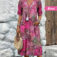 🔥🐆 PROMO FLASH 50% ! Robe Midi Léopard Femme Col V – Style Safari Décontracté, Poches, Lin & Coton, Idéale Quotidien & Loisirs ✨