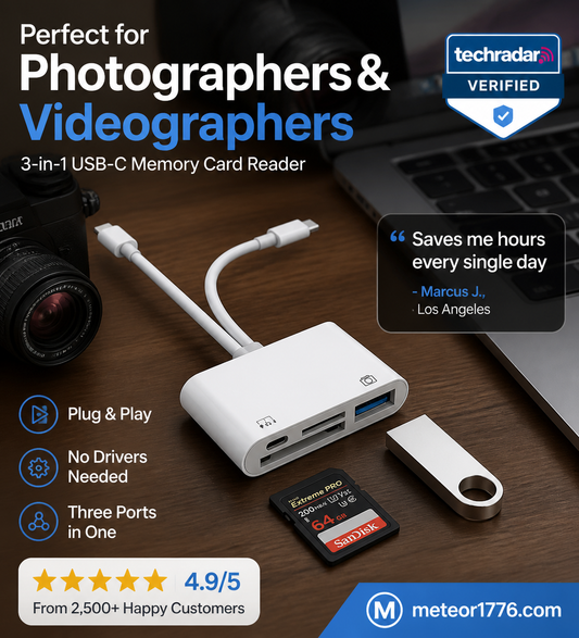 📲 50% DE RÉDUCTION ! 💾 Lecteur Carte USB-C 3-en-1 – Plug & Play – 480 Mbps for iPhone/Android/PC