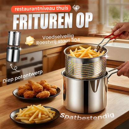 🔥 -50% ! 🍳 Friteuse Multifonction en Acier Inoxydable 304 – Certifié Alimentaire – Design Anti-Éclaboussures & Panier Filtrant pour Frites et Poulet 🥟