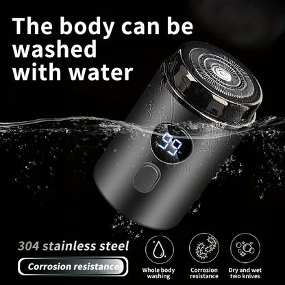 ⚡🪒 PROMO FLASH 50% ! Rasoir Électrique Mini Portable – 15 Lames Turbo Inox, 7200 tr/min, Double Anneau 3D, Usage Sec/Humide, Recharge USB, Autonomie 60min ✨