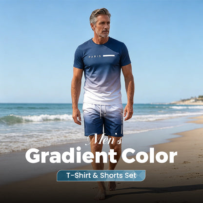 🌈👕 PROMO FLASH 50% ! Ensemble 2 Pièces Homme Dégradé – T-shirt & Short Respirant, Coupe Détendue, Style Sportif & Urbain Moderne 🩳