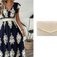 🎑👗 PROMO FLASH 55% ! Robe Longue Femme Imprimé Baroque – Col en V, Taille Haute, Tissu Fluide, 5 Couleurs, Style Bohème Chic 🌸