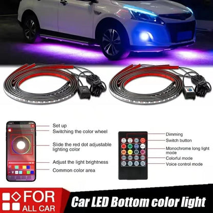 🚗 50% DE RÉDUCTION ! 💡 Bandes LED RGB Flexibles 4 Pièces – IP68 – Contrôle App & 120 Effets for Voiture