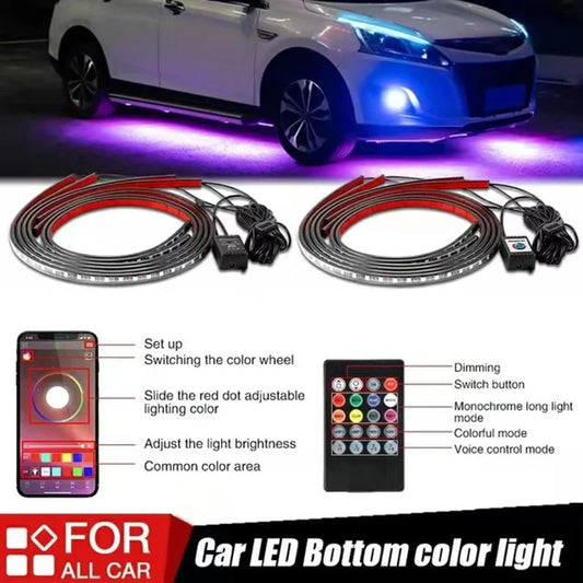 🚗 50% DE RÉDUCTION ! 💡 Bandes LED RGB Flexibles 4 Pièces – IP68 – Contrôle App & 120 Effets for Voiture
