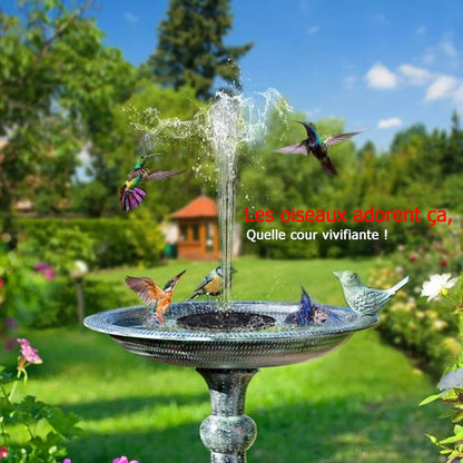☀️💥 PROMO -50% ! Fontaine Solaire Bain d'Oiseaux 1W – 6 Modes Pulvérisation 15-27 Pouces, Sans Batterie, Ventouses Stables · 13cm & 16cm 🔥 Achetez 2 = -10€