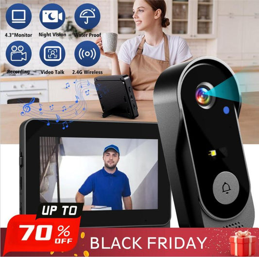 🏠 PROMO FLASH : 50% DE RÉDUCTION ! Visiophone Sans Fil avec Écran 4,3" HD et Sonnette IP66, Vision Nocturne & Interphone for une Sécurité Domicile Sans WiFi ni Abonnement ✨