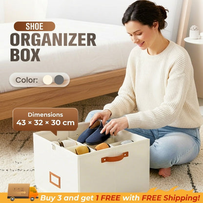 👟 50% DE RÉDUCTION ! 🧺 Boîte de Rangement en Tissu pour Chaussures – Pliable & Respirante – 16 Compartiments & Couvercle Transparent pour Placard 🏠