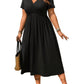 👗 PROMO EXCEPTIONNELLE 50% DE RÉDUCTION ! ✨ Robe Midi Grande Taille à Col V avec Volants et Manches Courtes – Tissu Fluide, Coupe Trapèze & Détails Froncés – L’Élégance au Quotidien de S à 5XL 🌸💃