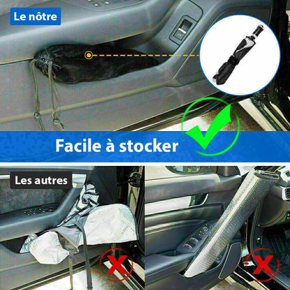 ⏳🔥 -50% DURÉE LIMITÉE ! Pare-Soleil Voiture Pliable 360° – Protection Chaleur UV Intense, Poignée Rotative Flexible Anti-Rayures, Universel SUV Berline Monospace · 55×31 po · Achat Groupé Économique ☀️