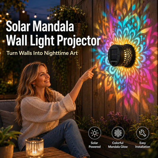 ⏰ 50% DE RÉDUCTION – DURÉE LIMITÉE ! ☀️ Applique Murale Solaire pour Extérieur – Design Cylindrique avec Motif Lumineux Mandala – Résistant aux Intempéries – Idéale pour Jardin, Terrasse, Clôture et Balcon ✨🌙🌿