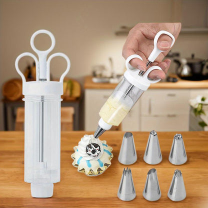 🎂 PROMO FLASH : 50% DE RÉDUCTION ! Kit Pistolet à Décorer les Gâteaux – 10 Embouts Fleur, 8 Douilles & Piston Une Main for Décoration Pro Inox ⏰✨