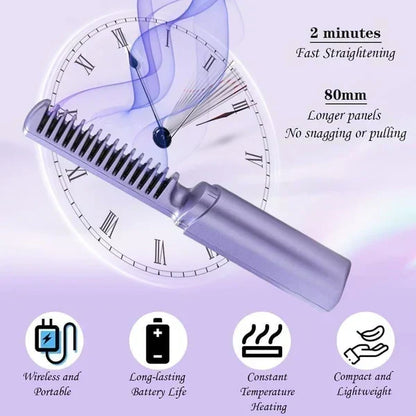 💇♀️ PROMO FLASH : 50% DE RÉDUCTION ! Peigne Lissant Chauffant Sans Fil Rechargeable – Brosse Portable avec Température Réglable jusqu'à 200°C for une Coiffure Parfaite Partout ✨