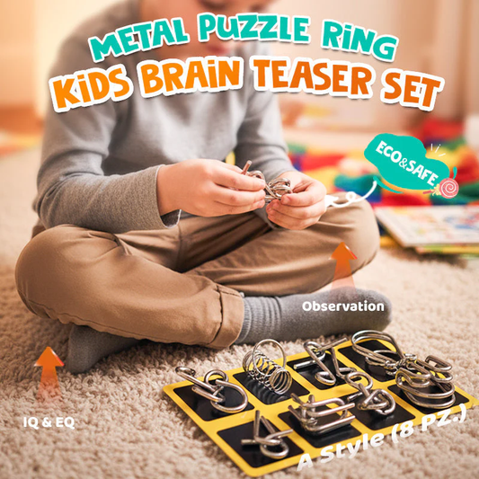 🧠Christmas Limited-Time Offer: 50% OFF!!!🧠🔠Metal Puzzle Ring Eight-Piece Blue Version Brain Teasers
