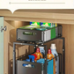 💪🥫 PROMO FLASH 50% ! Étagère Double Coulissante Organisateur de Placard – 5 Hauteurs Réglables, 2 Plateaux, Acier Carbone, Grande Capacité, Sans Installation ✨