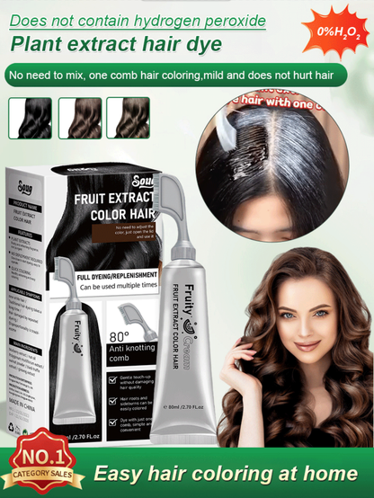 📢 ACHETER 3 OBTENEZ 2 GRATUIT -50% ! 🌸 Essence de Fruits Peignon de Teinture de Cheveux – Coloration Douce & Naturelle pour Cheveux Éclatants 👧