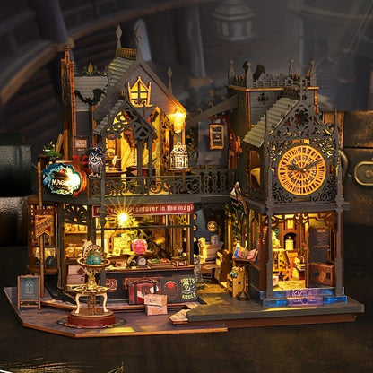 🏰 PROMO FLASH : 50% DE RÉDUCTION ! ✨ Puzzle 3D en Bois DIY – Holo Magic City – LED Chaude & Découpe Laser for Book Nook & Décoration d'Étagère 🎨