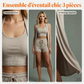 👚🌿 PROMO FLASH 50% ! Ensemble 3 Pièces Décontracté – Cardigan sans Manches, Top Court & Short Cordon – Tissu Côtelé Respirant, 9 Couleurs, Tailles S-3XL, Parfait pour la Maison & Sorties ✨