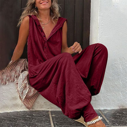 👗 50% DE RÉDUCTION ! 🌸 Combinaison Sans Manches à Capuche pour Femme – Tissu Polyester Doux, Coupe Ample & Léger – Idéale pour le Quotidien, les Voyages et les Journées Relax – 15 Coloris, Tailles S à 2XL 🌿☀️✨