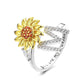 🌻 50% DE RÉDUCTION ! 💍 Bague Tournesol Toupie Initiale – Cuivre Plaqué Argent + Zircone – Ajustable & Anti-Anxiété for Femme