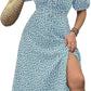 👗🌸 PROMO FLASH 50% ! Robe Longue Grande Taille Bohème – Imprimé Fleuri, Fente Latérale, Manches Courtes, Tissu Léger, 6 Couleurs, Taille L-4XL, Parfaite pour l'Été & Vacances ✨