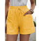 👖 PROMO LIMITÉE -50% ! ✨ Short Femme Taille Haute Élastiquée – Coton Lin 65%, 2 Poches Latérales, Cordon Réglable, 10 Couleurs · S–5XL · Casual 4 Saisons 🌸