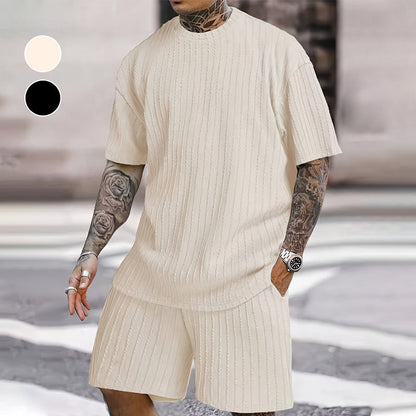 👕🩳 PROMO LIMITÉE 50% ! Ensemble 2 Pièces Été Homme – T-shirt Épaules Déchirées & Short Cordon, Tissu Respirant, 2 Couleurs, 4 Tailles, Style Streetwear Urbain ✨