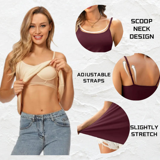 ☀️ PROMO LIMITÉE -50% ! 👚 Débardeur Femme avec Soutien-Gorge Intégré – Bretelles Réglables, Tissu Extensible, Col Rond, 7 Coloris, Tailles S-6XL 🤍