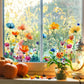 💐 -50% MAINTENANT ! 🖼️ Sticker Fenêtre Bouquet Floral Coloré – PVC – 30×60 cm – Double Face – Amovible sans Traces – Lavable – Déco Printanière Maison et Café ✨