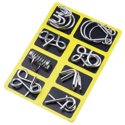 🧠Christmas Limited-Time Offer: 50% OFF!!!🧠🔠Metal Puzzle Ring Eight-Piece Blue Version Brain Teasers