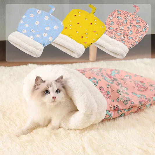 🐱 PROMO FLASH : 50% DE RÉDUCTION ! Nid Douillet Semi-Fermé pour Chat et Chien en Peluche Chaude Lavable – Sac de Couchage Confortable 360° for des Siestes au Chaud et Paisibles ✨