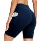 🔥🏃‍♀️ PROMO EXCEPTIONNELLE 60% ! Short de Sport Femme Haute Taille Galbant – 2 Poches Latérales Sécurisées, Tissu Respirant 4-Way Stretch, pour Yoga, Course, Fitness 🩳
