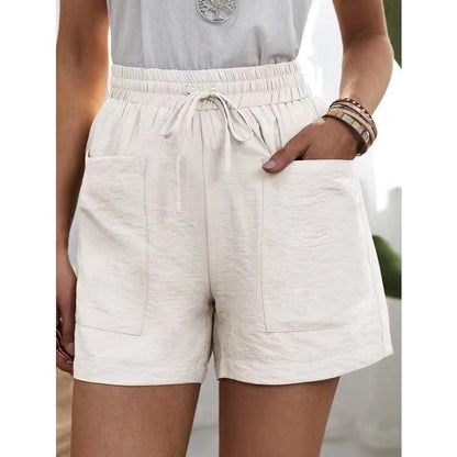 👖 PROMO LIMITÉE -50% ! ✨ Short Femme Taille Haute Élastiquée – Coton Lin 65%, 2 Poches Latérales, Cordon Réglable, 10 Couleurs · S–5XL · Casual 4 Saisons 🌸