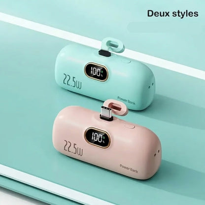 💐 -50% ! 🔋 Batterie Externe Ultra-Mince 5000 mAh – Charge Rapide 22,5W & 3 Ports – Affichage Numérique & Design Poche pour Smartphone 👜✨