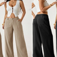 👖🌿 PROMO FLASH 50% ! Pantalon Large Femme Taille Haute – Mélange Coton-Lin Respirant, Poches Pratiques, Coupe Fluide, Style Bohème Chic & Polyvalent ✨