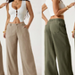 👖🌿 PROMO FLASH 50% ! Pantalon Large Femme Taille Haute – Mélange Coton-Lin Respirant, Poches Pratiques, Coupe Fluide, Style Bohème Chic & Polyvalent ✨