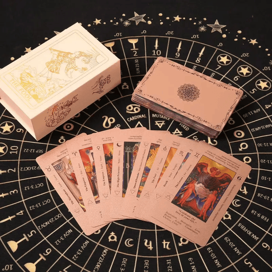 🔮✨ Witchy Cauldron Tarot Card Set – Rose Gold Accents, Complete Guide Book & Velvet Pouch 🎴📖