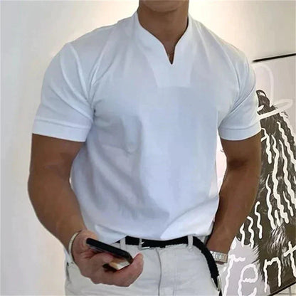 2026 hombre moda holgada cuello V manga corta verano