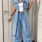 ✨ 50% DE RÉDUCTION – PLUS DE 44 000 VENDUS ! 🧵 Robe Gilet Jean Sans Manches Fente Haute – Denim Coton Premium – Ourlet Irrégulier & Patchwork for Look Urbain